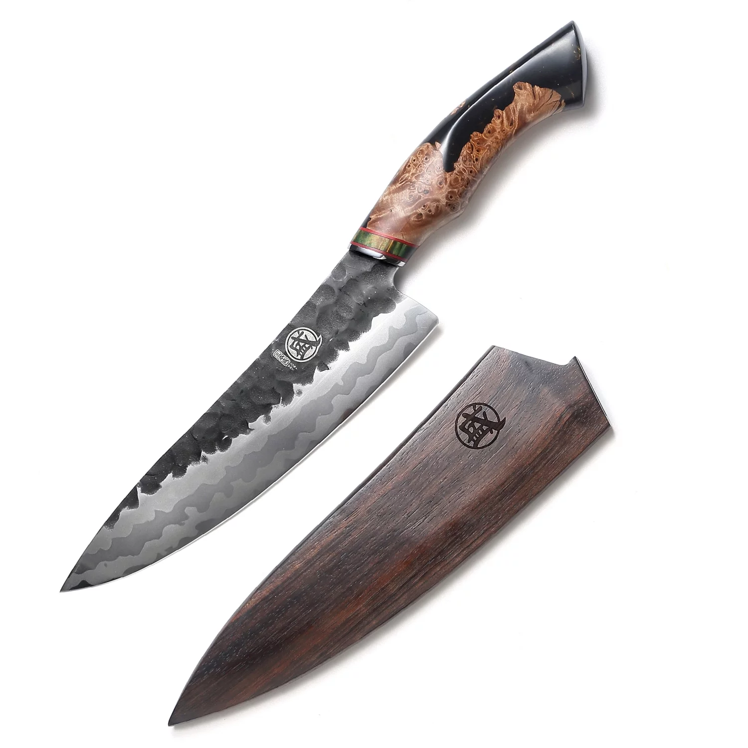 "MITSUMOTO SAKARI Damascus Chef Knife, 8 inch Professional 440C  Japanese Knives"