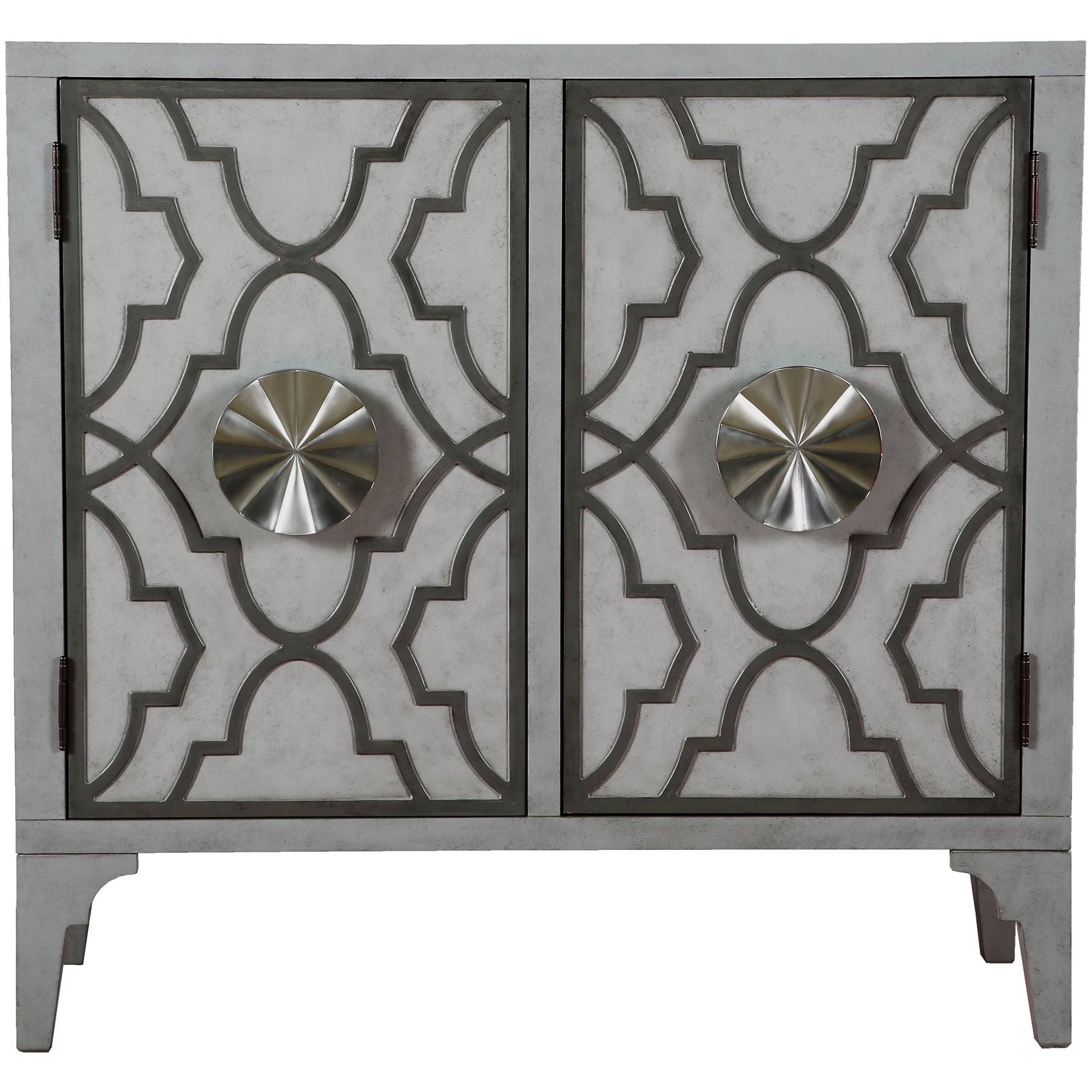 Moroccan Pattern Two Door Accent Chest in Storm Grey
