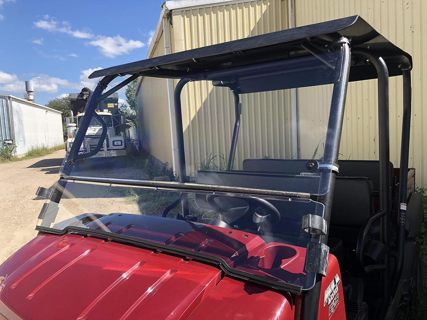 A&S AUDIO AND SHIELD DESIGNS 2009-2021 KAWASAKI MULE 4000,4010 TRANS 3/16 POLYCARBONATE FLIP UP WINDSHIELD