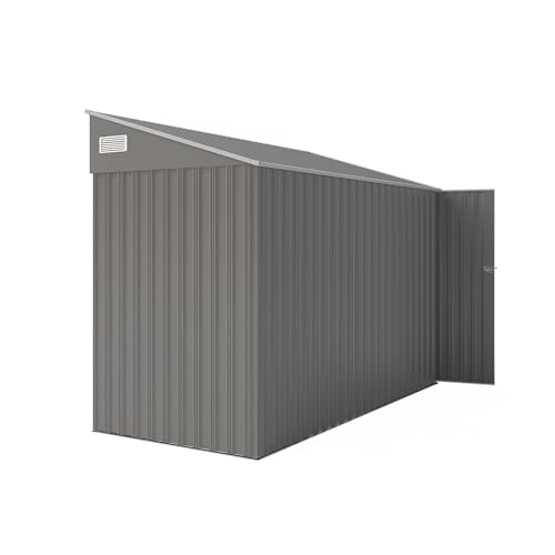 4×8 FT Outdoor Metal Storage Shed,Heavy-Duty Lean to Storage Shed with Floor Base,Garden Tool Metal Storage House W/Lockable Door and 2 Air Vents