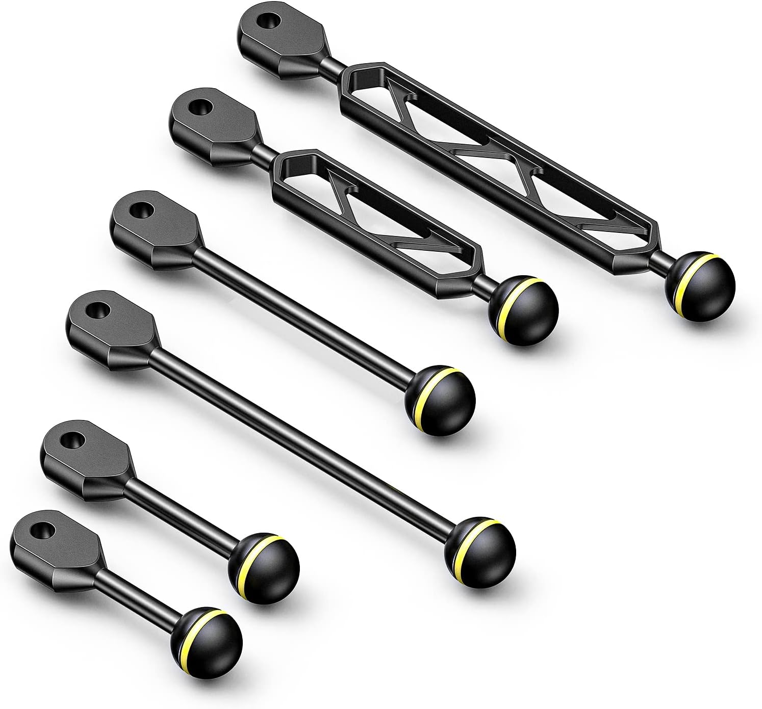 Seafrogs 4&rdquo;Aluminum Alloy Underwater System, Connector Ball Head, Aluminum Alloy Dual Balls Arm for Strobe/Video Light/Diving Camera Tray