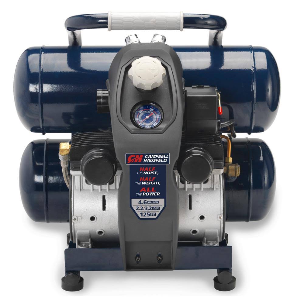 Campbell Hausfeld 1 HP 4.6 Gallon Quiet Series Twin Stack Air Compressor DC040500
