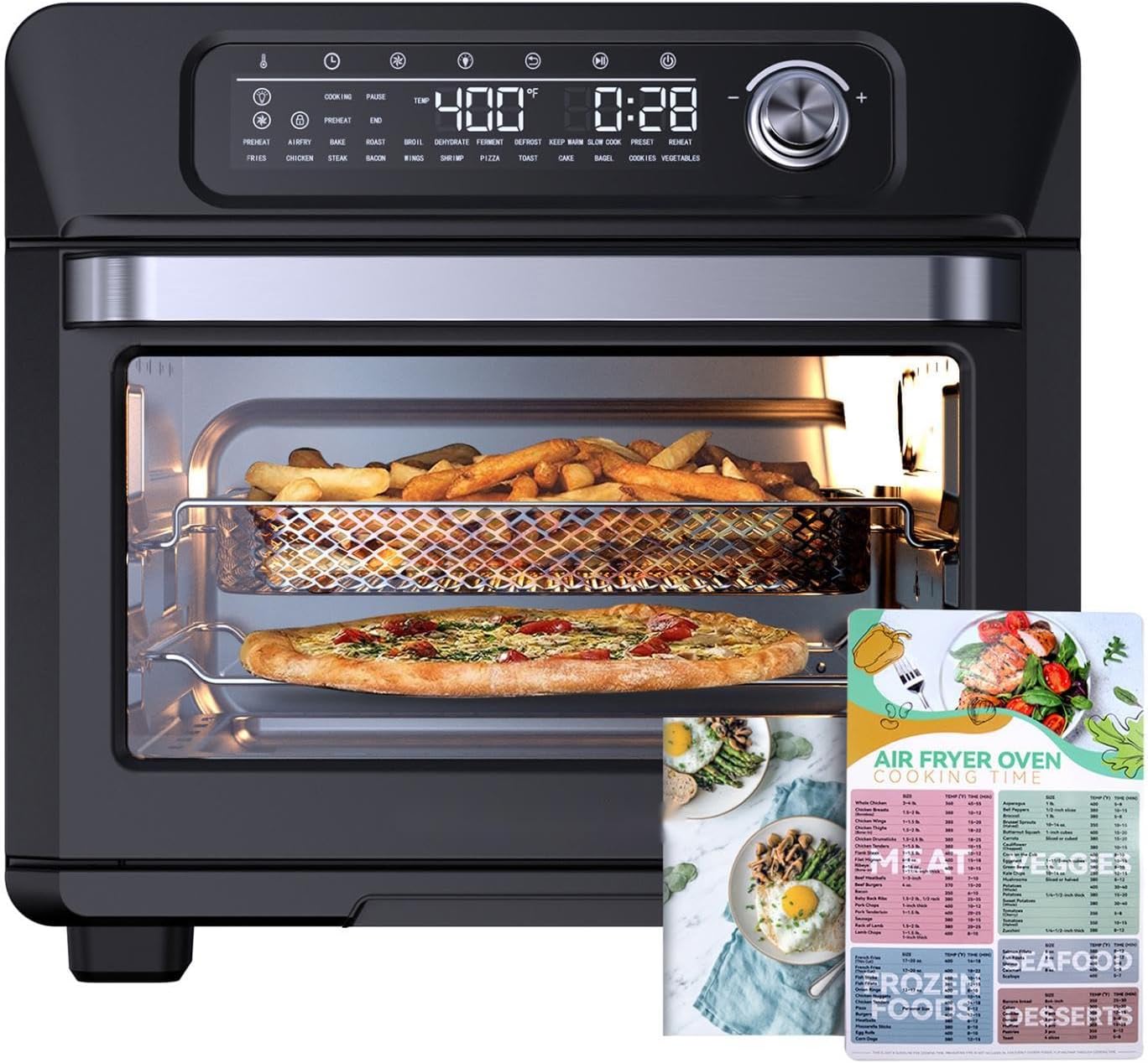 Air Fryer Toaster Oven, SWIPESMITH 24-in-1 Convection Air fryer, 26-QT XL Capacity, Digital Countertop Oven with 100 Recipes, Accessories