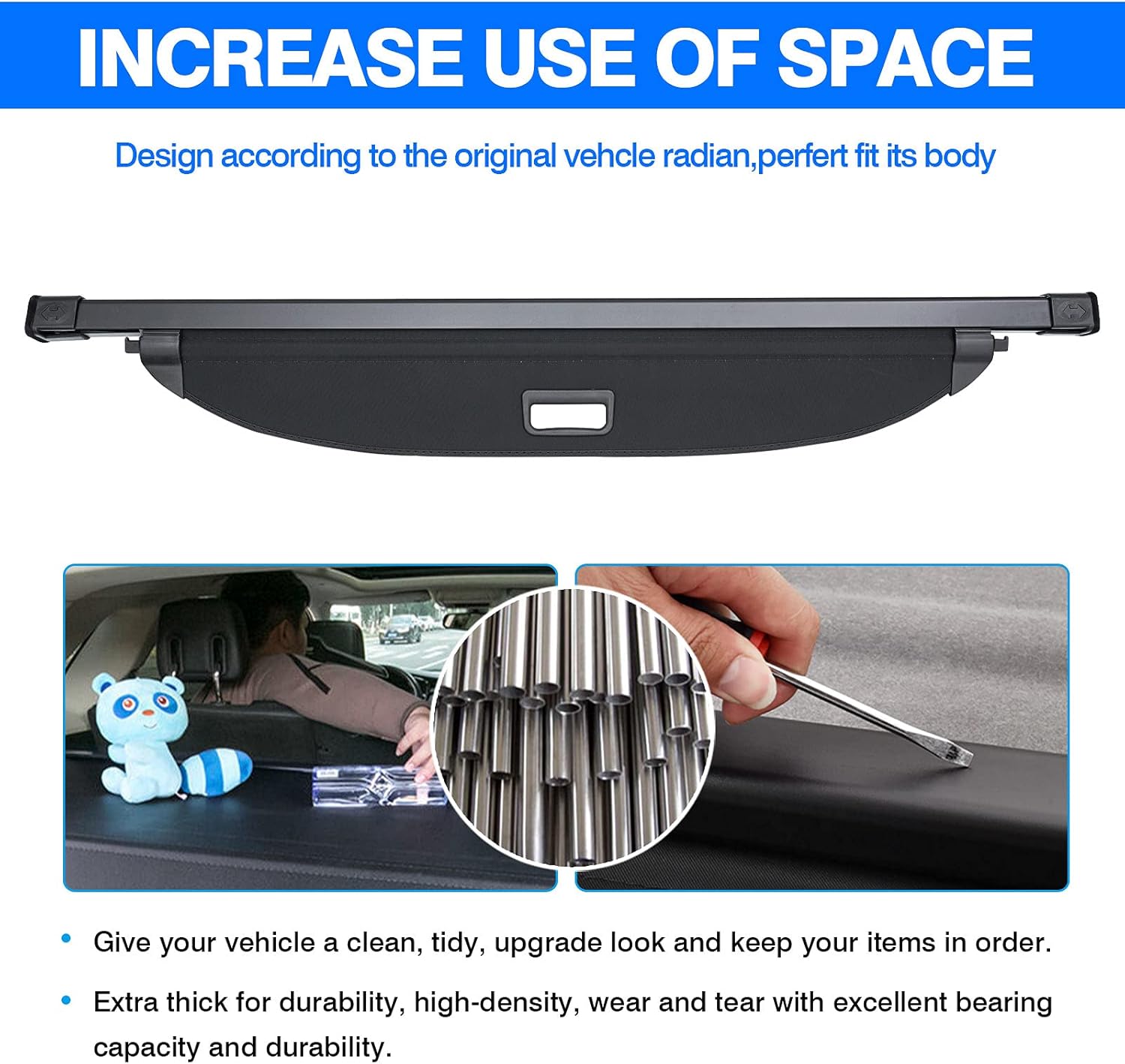 Powerty Only Fit for Cargo Cover Hyundai Tucson 2022 Trunk Security Cover Retractable Shielding Shade Black No Gap Auto Accessories