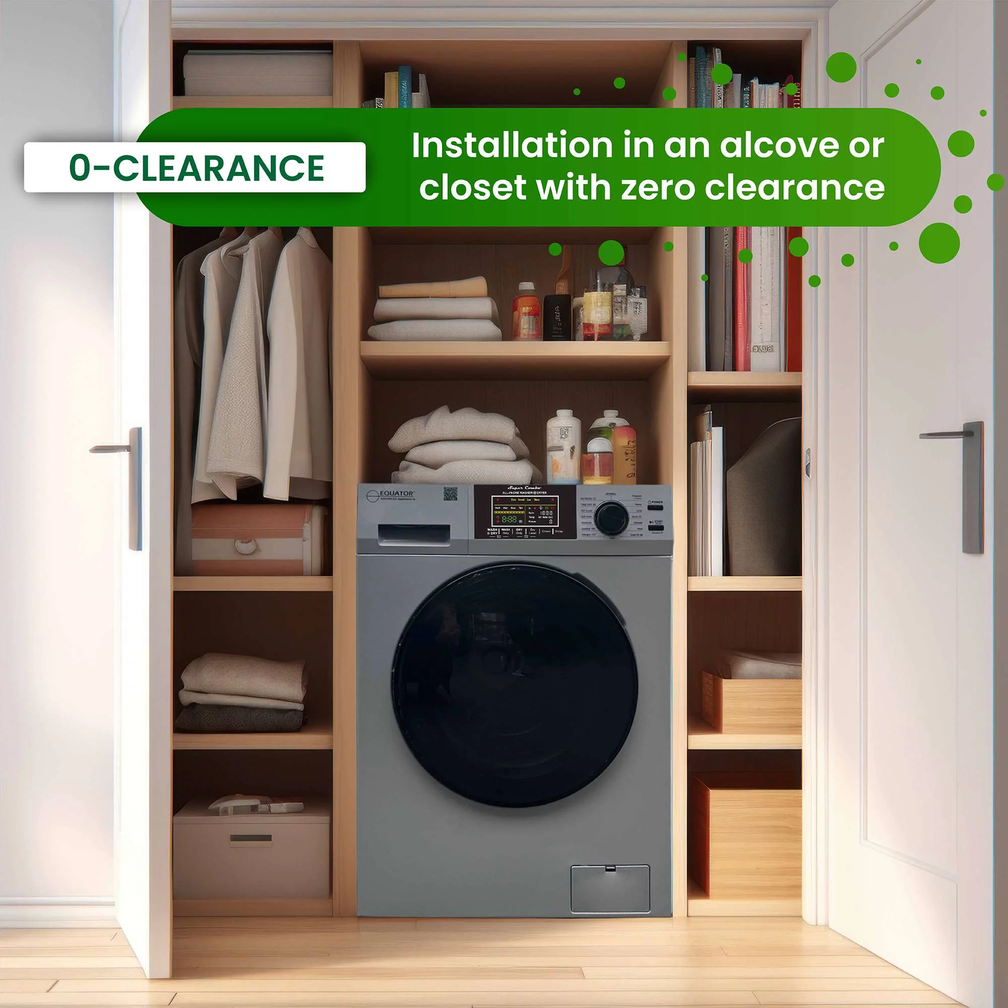 Equator Fully Built-in All-in-One Combo Washer-Dryer Ventless 1.62 cf/15lbs 110V White