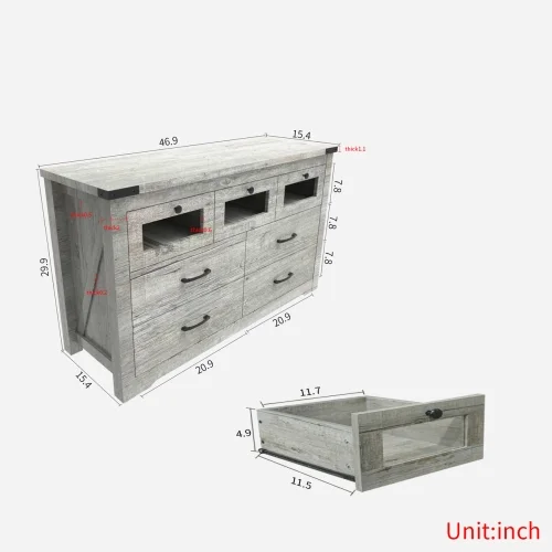 Living Room Sideboard Storage Cabinet with LED Light