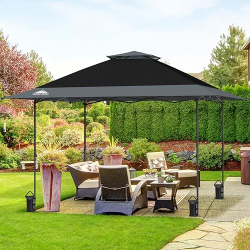 EAGLE PEAK 13x13 Straight Leg Pop Up Canopy Tent Instant Outdoor Canopy Easy Single Person Set up Folding Shelter w/Auto Extending Eaves 169 Square