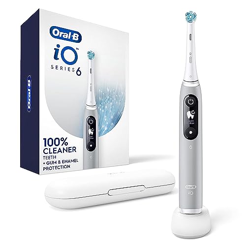 Oral-B iO Series 6 Rechargeable Electric Toothbrush with Visible Pressure Sensor to Protect Gums, 2 Minute Timer, 5 Cleaning Settings