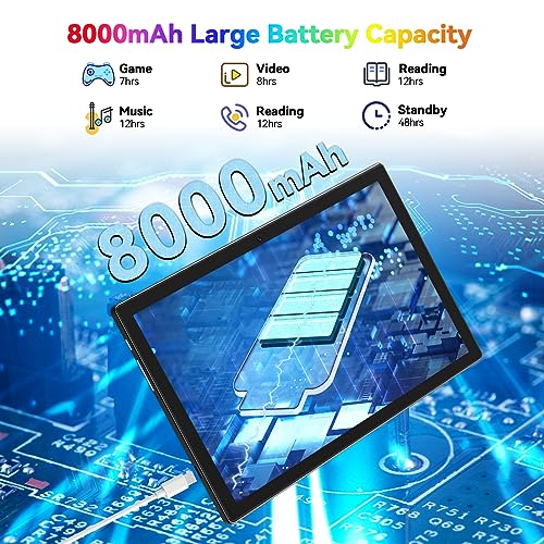 Latest Android 13 Tablet, Octa-Core Processor+128GB+16(8+8 Expand) GB, 10.1 inch Tablet with 8000mAh Battery, 1280x800 HD Screen, 5G WiFi
