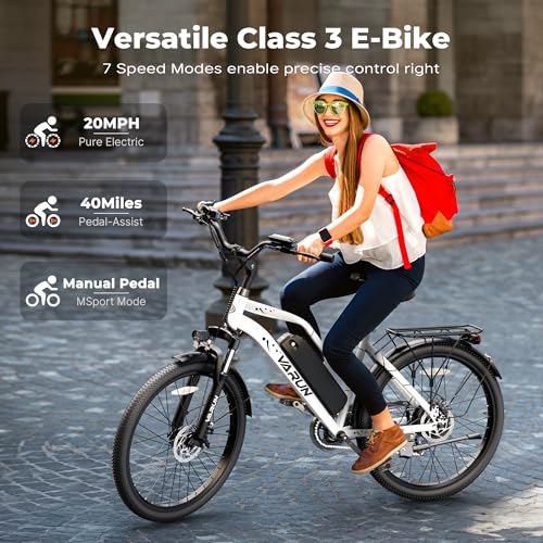 VARUN Electric Bike - 500W Electric Bicycle Up to 40Miles, 48V Removable Battery, Shock Absorber, 7-Speed and Dual Disc Brakes