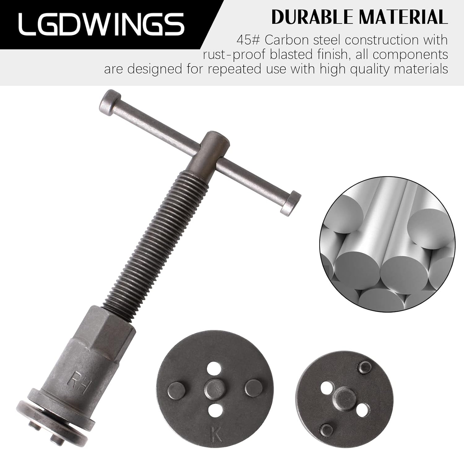LGDWINGS 26PCS Heavy Duty Disc Brake Piston Caliper Compressor Rewind Tool Set Wind Back Tool Kit for Brake Pad Replacement Reset, Fits Most American