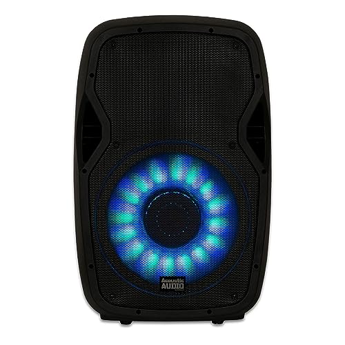 Acoustic Audio by Goldwood 1000W Bluetooth Speaker Set w/ 15" Woofer - Portable PA Sound System w/ Microphone, Adjustable Stand & Remote for Karaoke