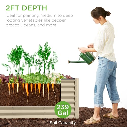 Best Choice Products 8x4x2ft Outdoor Metal Raised Garden Bed, Deep Root Planter Box for Vegetables, Flowers, Herbs