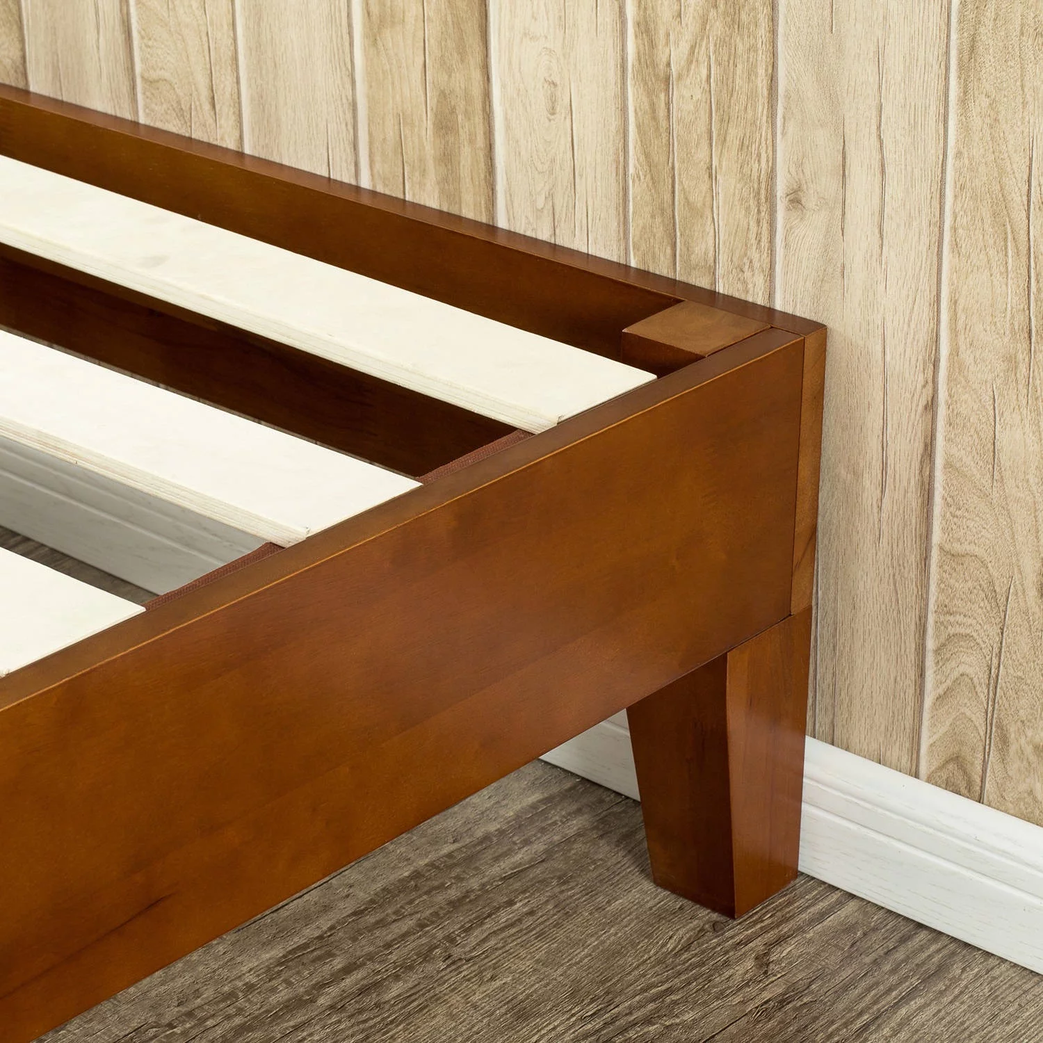 Zinus Wen 12" Deluxe Wood Platform Bed Frame, Cherry, Full
