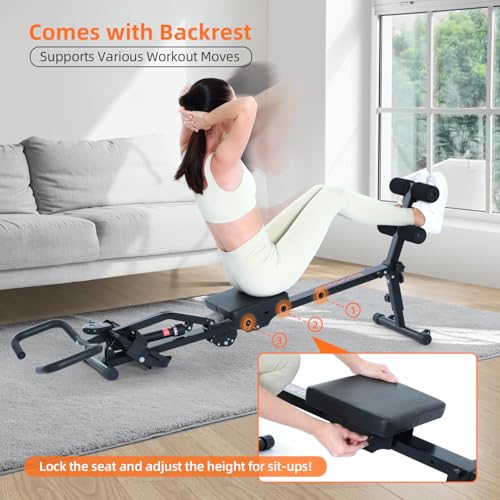 Sportneer Rower Machine for Home Foldable Hydraulic Rowing Machine with 12-Level Resistance