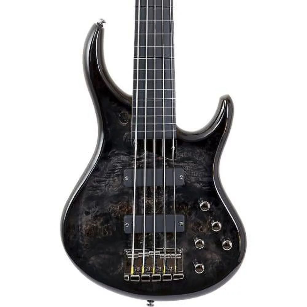 MTD Kingston ZX 5-String Fretless Electric Bass Guitar Transparent Black Ebonol Fretboard - Curated Treasures Market
