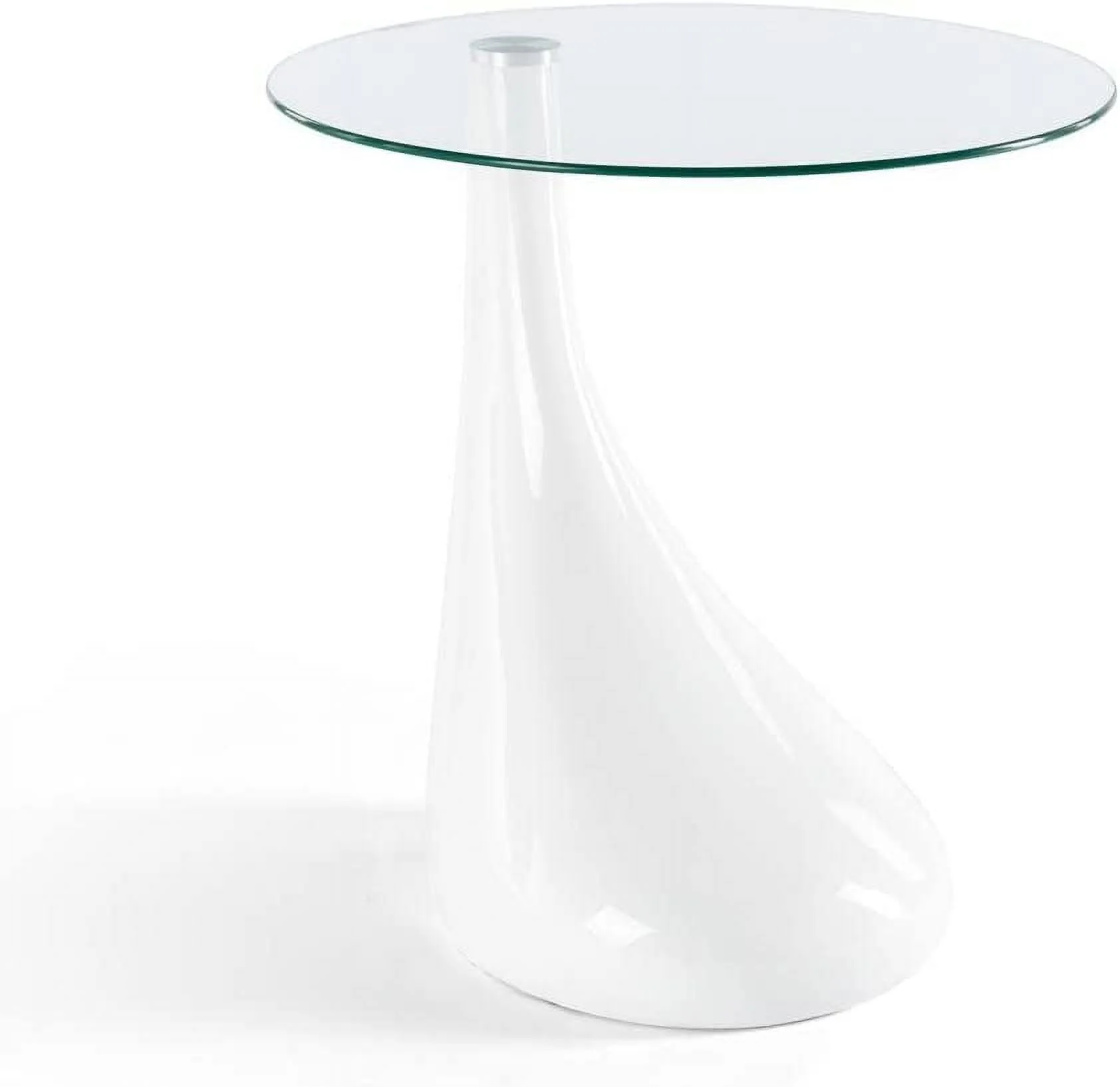 21" Tall Contemporary Round Glass Coffee Table, Tempered Glass End Table For Living Room, Bed Side Table, Sofa Side Table