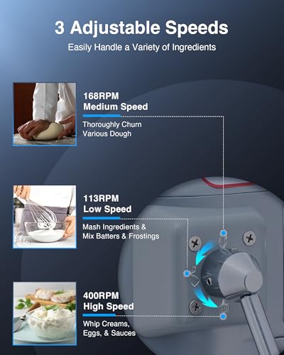 20 qt Commercial Mixer, 750W 3 Speed Commercial Food Mixer with Dough Hook Beater Whisk