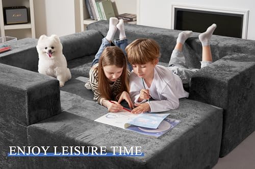 HABUTWAY 105" L-Shape Modular Sectional Sofa Couch for Living Room,No Assembly Required,Modular Comfy Sofa with Deep Seat for Living Room Bedroom
