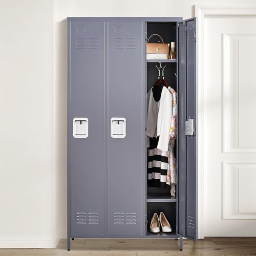 6 Doors Metal Lockers for Employees 72" H Storage Cabinet Lockable Locker with Shelves Steel Storage Locker for Gym School Office Home Requires