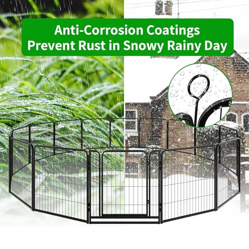 Dog Playpen Outdoor Extra Wide 12 Panels Heavy Duty Anti-Rust Coating-Strengthened Dog Fence 40" Height with Doors Portable for RV Camping Yard