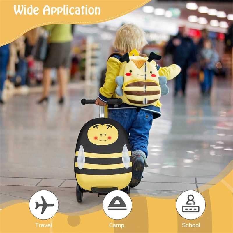 Hardshell Ride-On Suitcase Scooter with LED Flashing Wheels-Black | Costway - Sports Supplies Online Store
