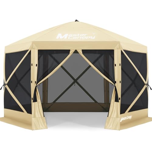 MASTERCANOPY 12x12FT Pop Up Gazebo Screen Tent - Instant Screen House with Netting, Quick Set, Outdoor Canopy Shelter with Carry Bag for Camping