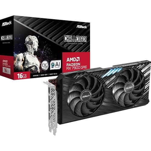 ASRock AMD Radeon RX 7700 XT Challenger 12GB GDDR6 192-bit 0dB Silent Cooling 7680 x 4320 DisplayPort HDMI LED Indicator 18Gbps Dual Fan Graphics Card