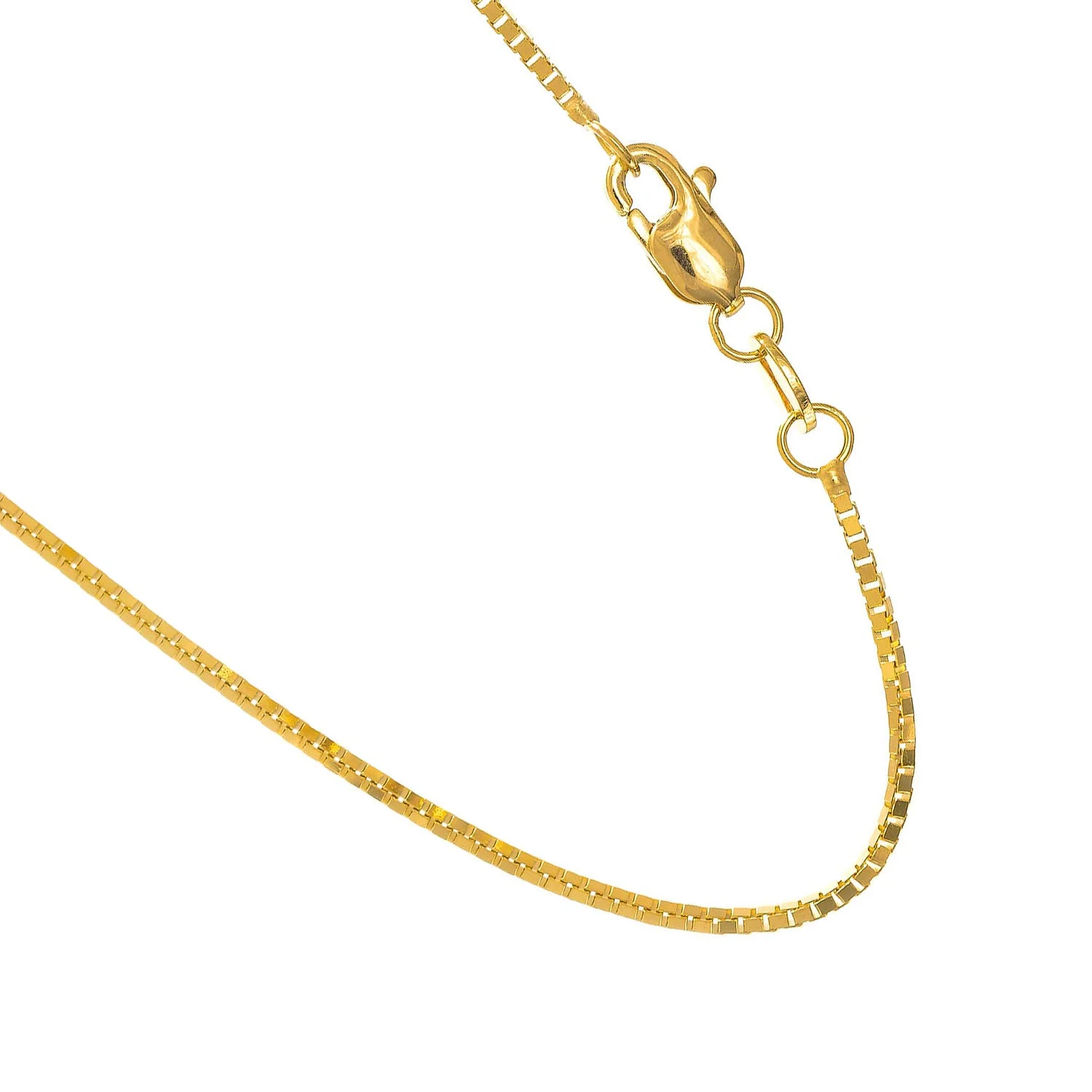 14kt 30" Yellow Gold 1.1mm Shiny Classic Box Chain with Lobster Clasp