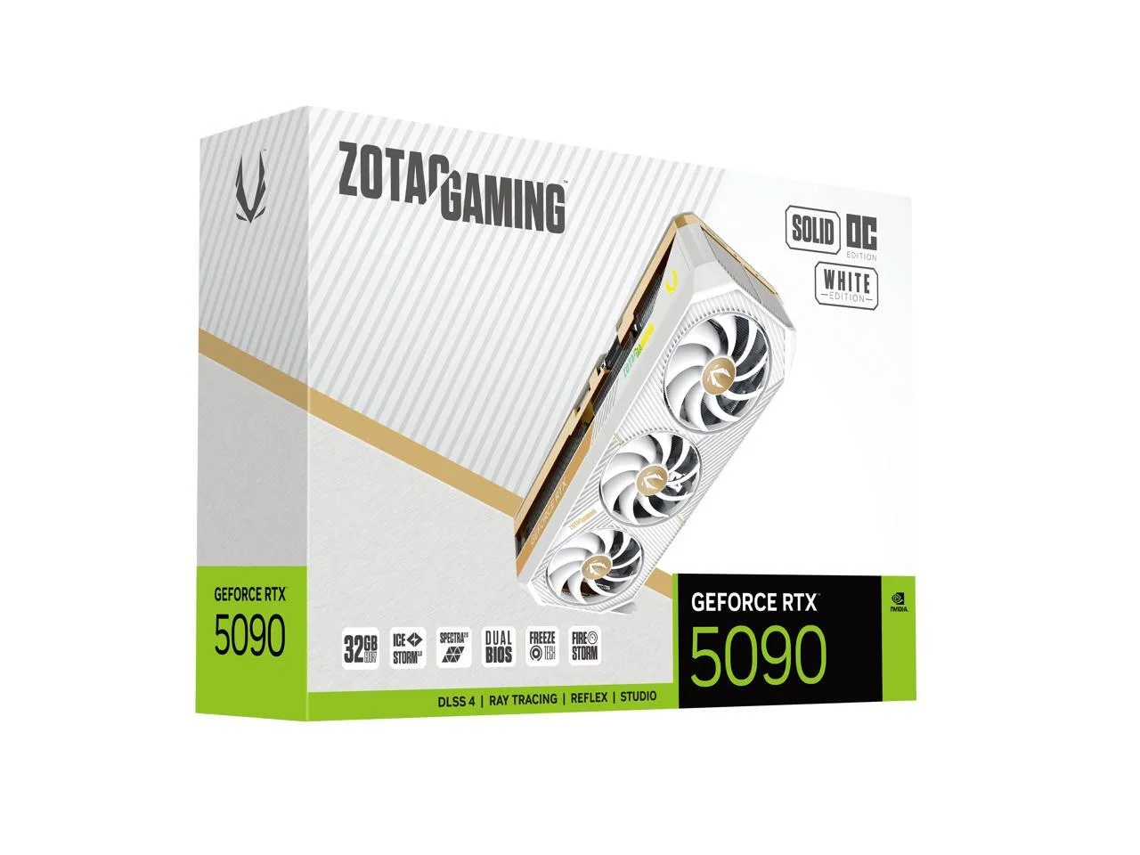 ZOTAC SOLID OC White Edition GeForce RTX 5090 32GB 512-Bit GDDR7 PCI Express 5.0 x16 DLSS 4.0 Graphics Card ZT-B50900Q-10P SOLID OC White Edition
