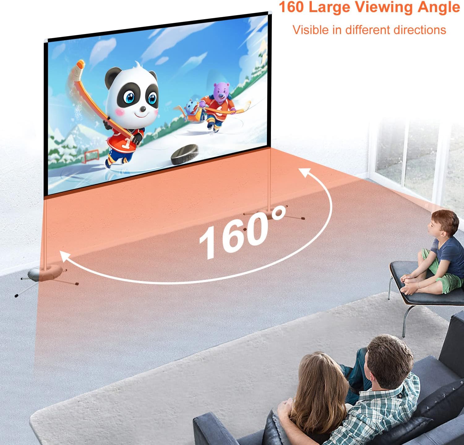 WEDIOU 100 Inch Projector Screen and Stand Foldable HD 4K Outdoor with Carry Bag Movie for Theater Company Meeting Camping Backyard Indoor 16:9