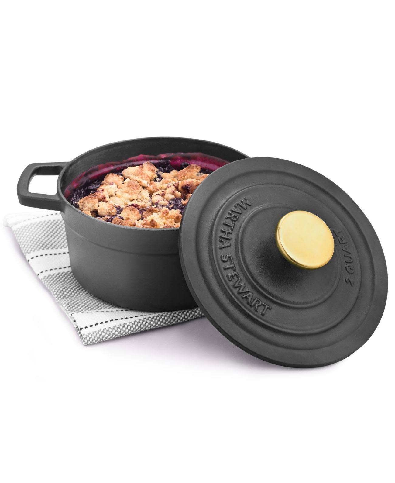 Martha Stewart Collection Enameled Cast Iron 2-Qt. Round Covered Dutch Oven, Created for Macy&s - Lemon