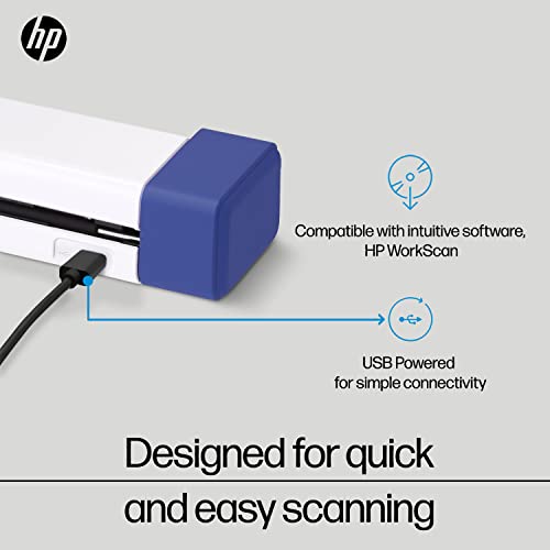HP Small USB Document & Photo Scanner for Portable 1-Sided Sheetfed Digital Scanning, Model HPPS100, for Home, Office & Business
