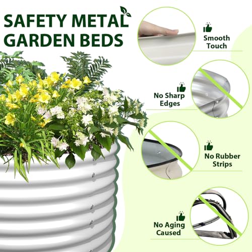 A ANLEOLIFE 8X4X1.5 ft Galvanized Raised Garden Beds Outdoor, Oval Large Metal Planter Box for Planting Vegetables Flowers Herb