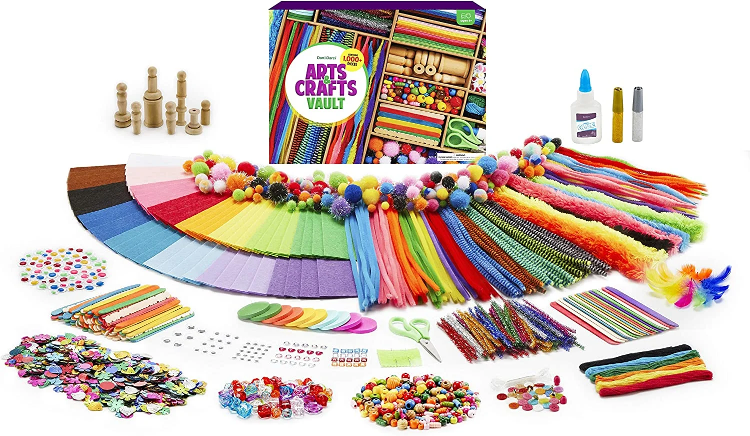 Arts and Crafts Vault 1000 Plus Piece Craft Kit Library in a Box for Kids Ages 4 5 6 7 8 9 10 11 & 12 Year Old Girls & Boys