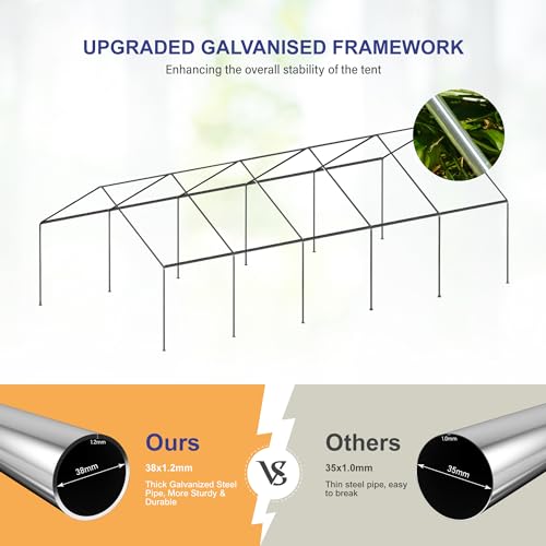 PHI VILLA 20'x16' Outdoor Heavy Duty Party Tent Large Commercial Canopy Wedding Event Shelter with Removable Sidewalls & 3 Storage Bags for Patio