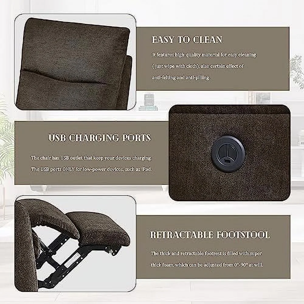 RUNFAYBIU Power Recliner Chair for Living Room  Adjustable Home Modern Fabric Recliner Chair with USB Charge Port  Recliner Single Chair for Small