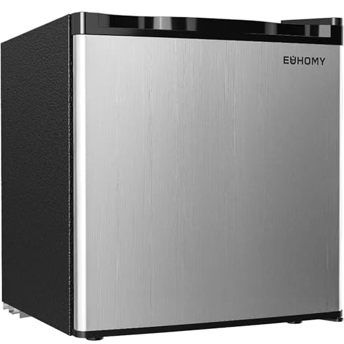 EUHOMY 1.7 Cu.Ft Mini Fridge with Freezer, Reversible Single Door Compact Refrigerator, Adjustable Thermostat, Energy Saving, Mini Fridge for Bedroom