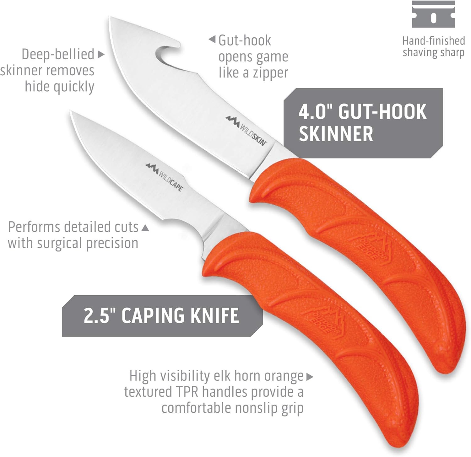 Outdoor Edge Outfitter, 9-Piece Field to Freezer Hunting & Game Processing Knife Set with Caping Knife, Gut-Hook Skinner, Boning/Fillet Knife