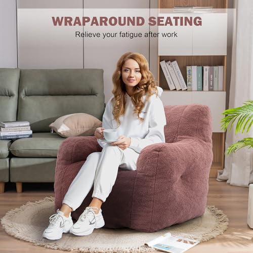 INMOZATA 3FT Bean Bag Chair for Adult Teens Kids(with Filler) Furniture - Soft Teddy Fabric Lazy Sofa Chair