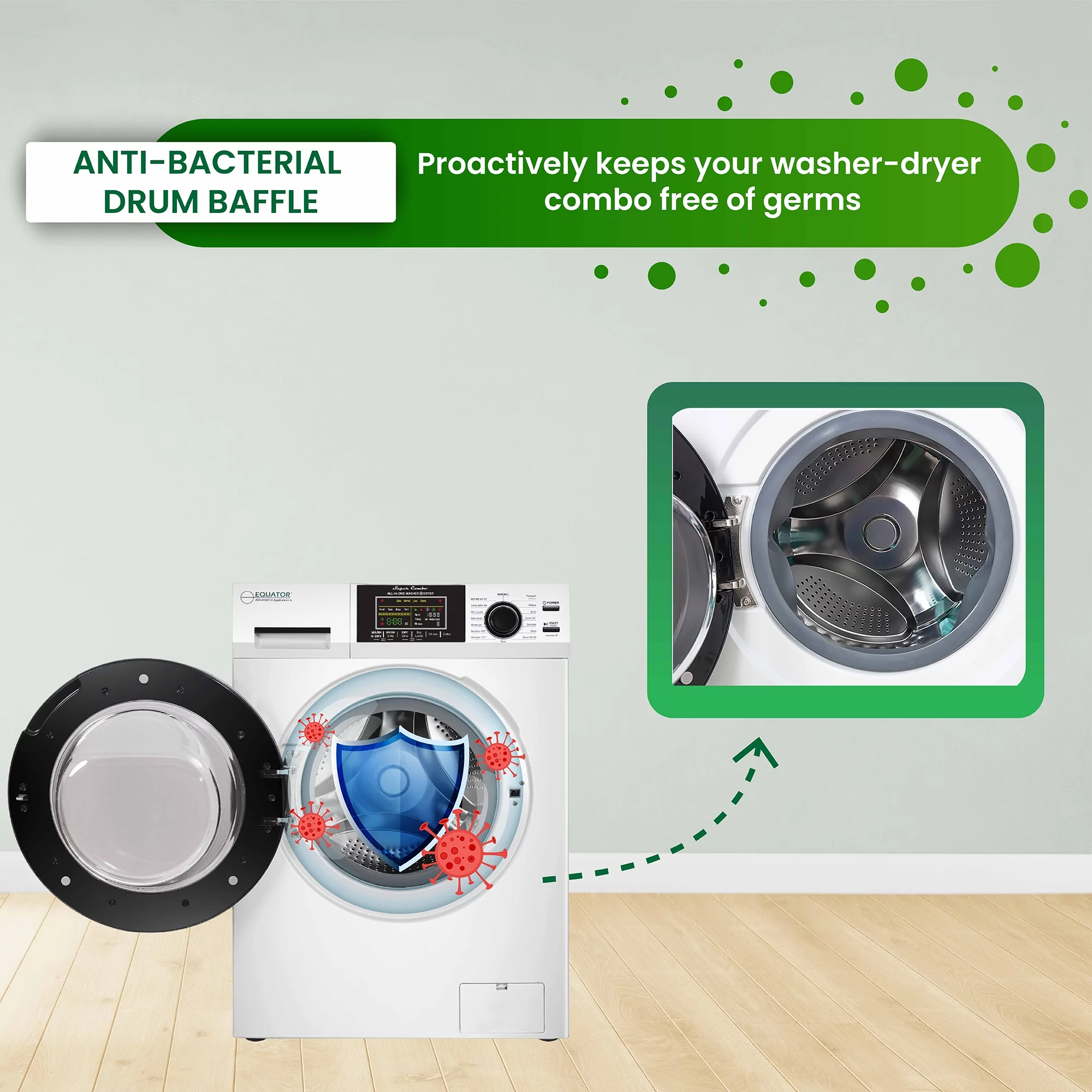 Equator Fully Built-in All-in-One Combo Washer-Dryer Ventless 1.62 cf/15lbs 110V White