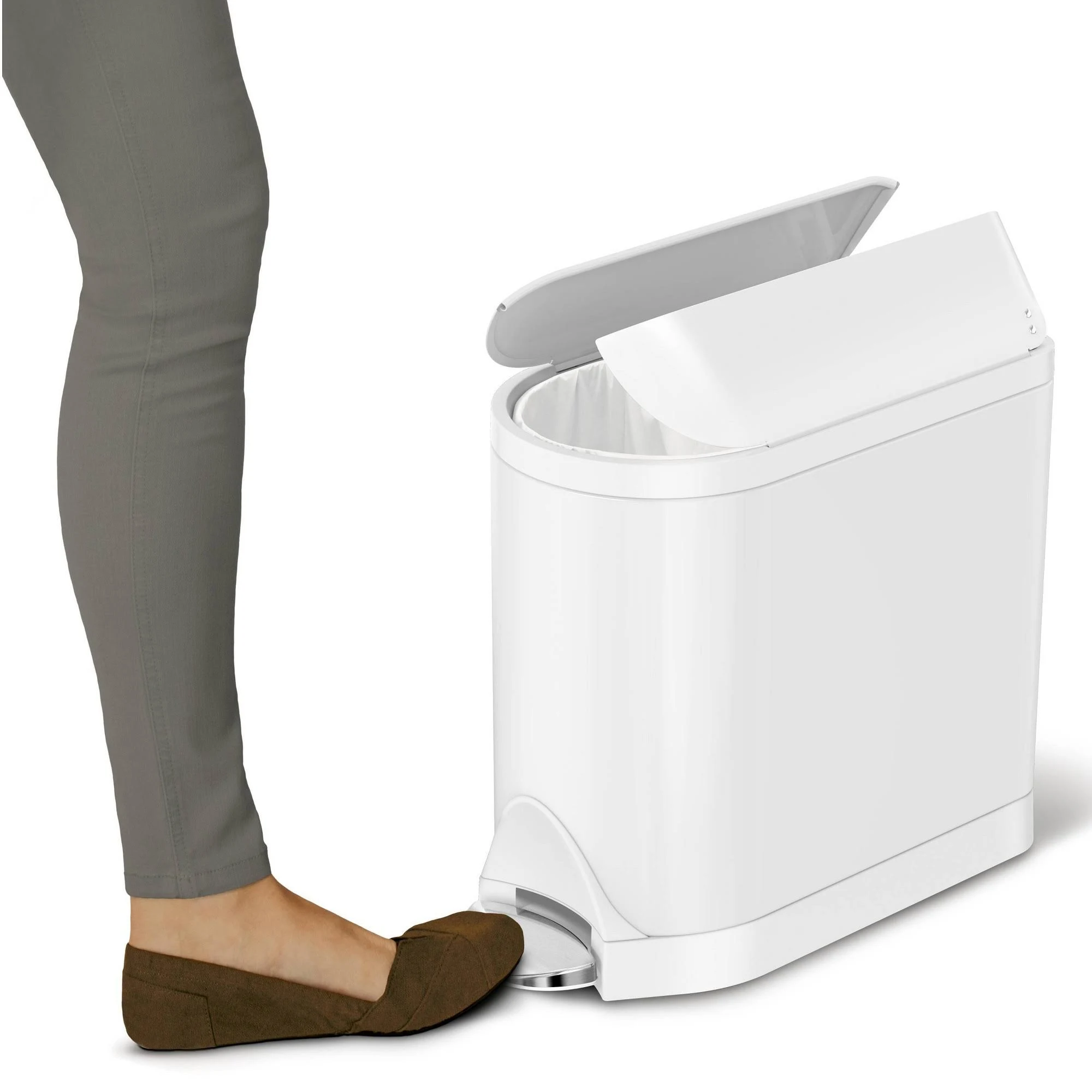 simplehuman 10L Butterfly Steel Step Trash Can White