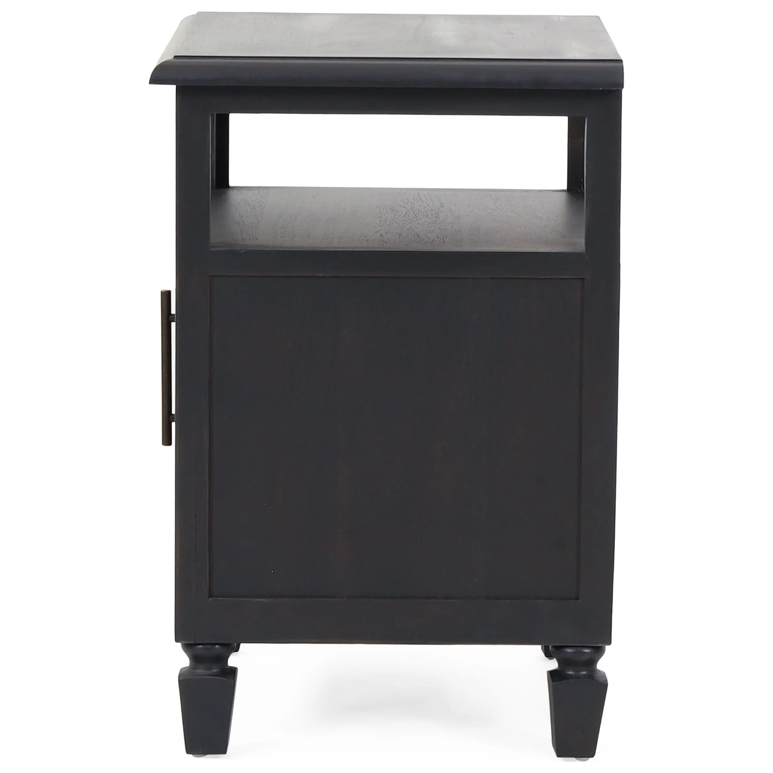 GDF Studio Lempster Rustic Acacia Wood and Cane Nightstand, Dark Gray
