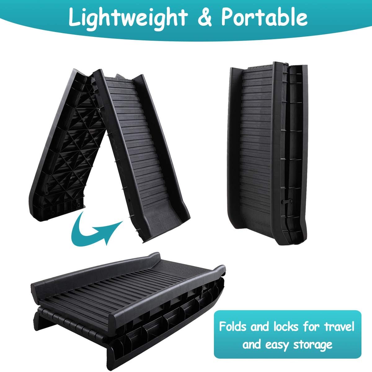 COZIWOW 61”L Heavy Duty Portable Folding Dog Ramps for Large Dogs SUV, Truck Car Ramp Stairs Step Ladder for Pet