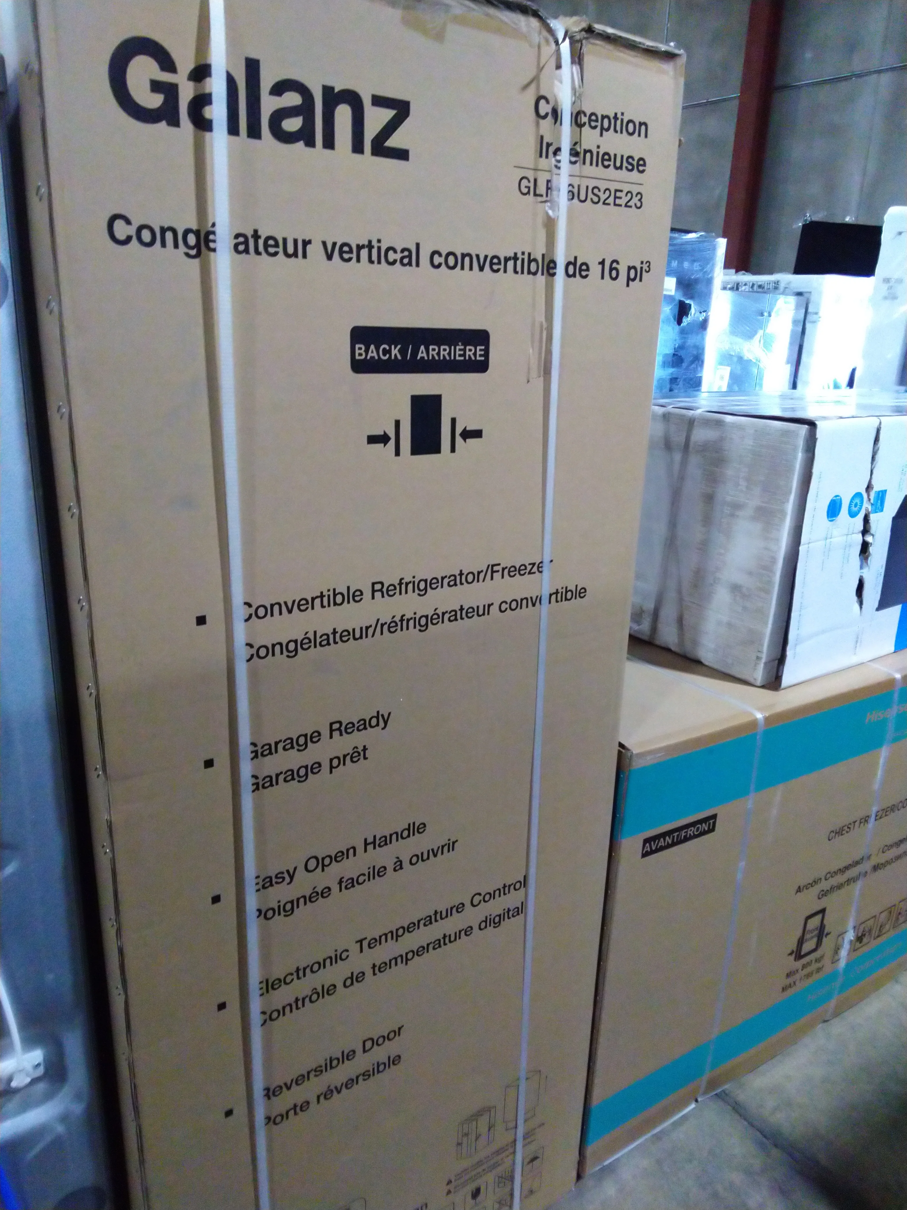 GALANZ 28 IN. 16 CU.FT. STAINLESS STEEL CONVERTIBLE UPRIGHT FREEZER OR REFRIGERATOR - GLF16US2E23
