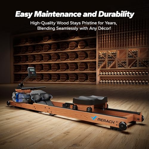 MERACH Water Rowing Machines for Home, Foldable Row Machine with 400LBS Weight Capacity, Dedicated Monitor and Comfortable Seat
