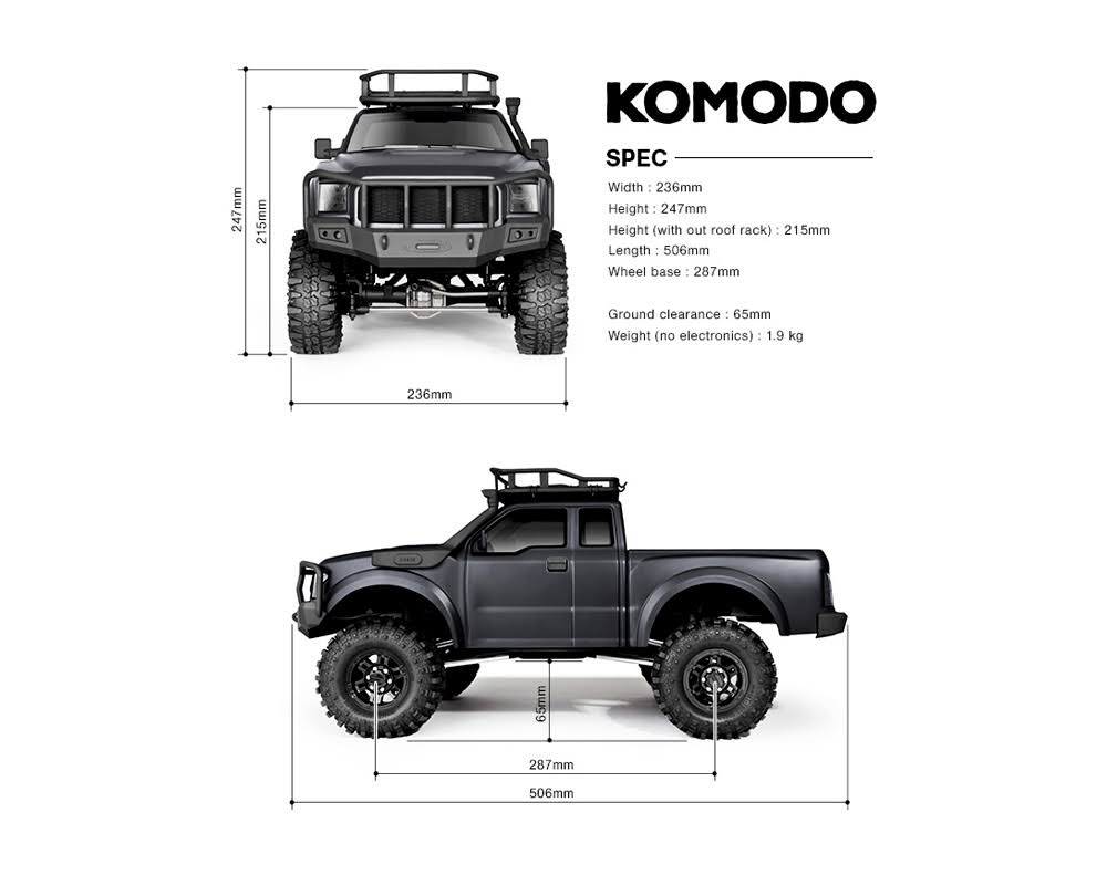 Gmade Komodo RTR, 1/10 Scale 4WD Off-Road Adventure Vehicle