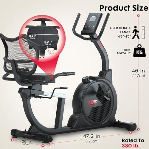 SNODE Magnetic Recumbent Exercise Bike for Home, Recumbent Bike for Seniors