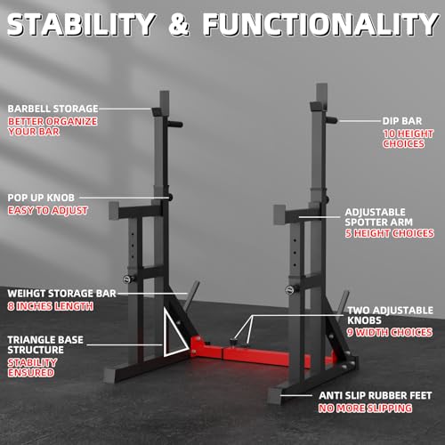 VANSWE Squat Rack for Home Gym, Weight Lifting Bench Press Rack, Fitness Adjustable Barbell Stand