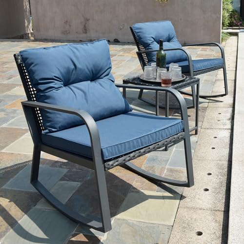 3 Piece Rocking Bistro Patio Set, Outdoor Rocking Chair